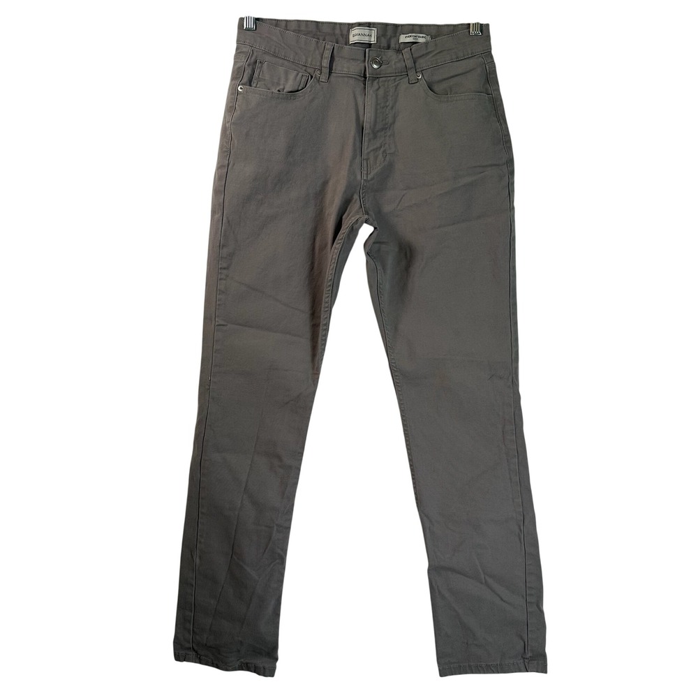 Savannah Everyday Basic Slim Fit Grey Canvas Pants Mens 32x32 Chino Trousers